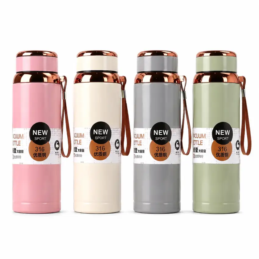 vacuum-flask-with-gold-band فلاسک استیل وکیوم 1 لیتری با نوار طلایی